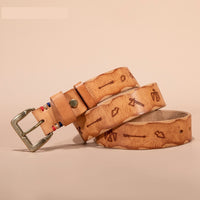 Vegetable Tanned Leather Top Layer Leather Brass Buckle Belt Men