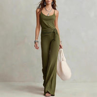 Casual Camisole Top And High-waisted Wide-leg Pants Set