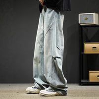 Retro Washed Casual High-Street Loose Wide-Leg Cargo Pants