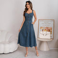 Women's Denim Long Button-Fly Stretch Dress