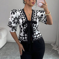 Summer New French Pattern Lantern Half Sleeve Shirt