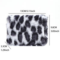 Plush Coin Purse Fashionable Niche Design Simple And Fluffy With Leopard-Print Card Holder
