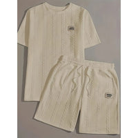 Men's Wheat Grain Tassel Type Comfortable 2-piece Set Knitting Suit