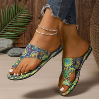 Women's Breathable Printed Toe Covering Roman Style Slippers