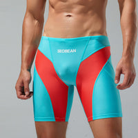 New Fashion Men's Low Waist Long Boxer Swimming Trunks