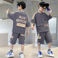 Fashionable Sports Casual Letter Color Matching Short Sleeve Two-piece Set