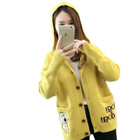 Women's Thickened Knitted Hooded Cardigan Loose Fit