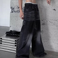Spring And Autumn Washed Jeans Men's Loose Wide-leg Pants