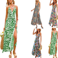 Flowing Split Bohemian Style Beach Vacation Dress