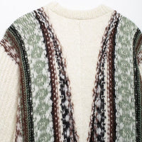 Fashion V-neck Sweater Jacquard Loose-fitting Coat