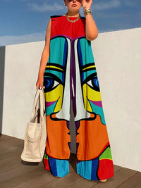 Fashionable Wide Leg Printed Jumpsuit