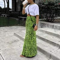 Leopard Print Women's High Waist Elegant Graceful Slimming Skirt