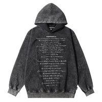 Men's Letter Printed Distressed Hooded Niche Design High Street Fashionable Loose Sweater