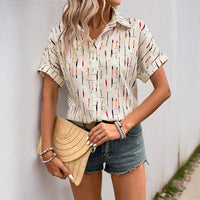 Women's Printed Contrasting-Color Cardigan Top