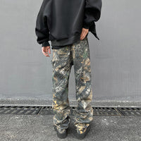 Tree Pattern Camouflage Jeans Men's Loose Straight Print