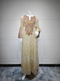 Fashion Mesh Embroidery Patchwork Womens Dress