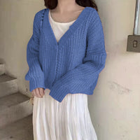 College Style Girls' Tops Loose Outer Wear Short Knitted Cardigan Sweater