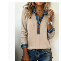 Euro-American Fashionable Trendy Denim-trimmed Loose T-shirt