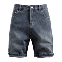 Starry Sky Pattern Denim Shorts Men's Retro Straight