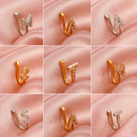 Copper Inlaid Zircon Letter U-shaped Nose Clip Ring Piercing Jewelry