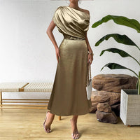 Womens New Amazon Solid-Colored Satin Dress