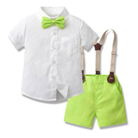 Children's Short-sleeved Cardigan Suspender Shorts Two-piece Set