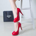 Patent Leather Fashion Shallow Mouth Low Stiletto Heel Super High Heels