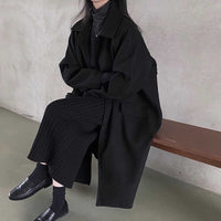 Retro Lapels Single-breasted Loose Mid-length Woolen Coat