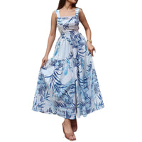 Women's Casual Resort Full-Body Print Strap Maxi Dress