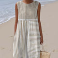 Women'S Casual Printed Round-Neck Sleeveless Dress