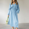 Blue Casual Chic Long-sleeve Maxi Nightgown