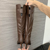 Simple High Heel Round Head High Leg Boot Commuter's All-matching Solid Color