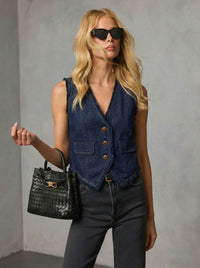 Personalized Chic Girl Womens Sleeveless V Neck Top Denim Vest