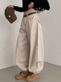 Love Pocket Design Jeans Women's High Waist Wide Leg Pants