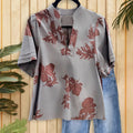 New Fashionable Womens Printed V-neck Shirt