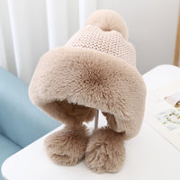 Women's Warm And Velvet Ear Protection Knitted Cold-proof Woolen Cute Princess Hat