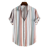 Printed Casual Men's Short-sleeved Shirt Lapel
