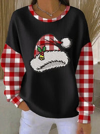 Womens Relaxed Casual Christmas-Style Pullover Top