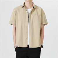 Cotton Short-sleeved Casual Solid Color Shirt Coat