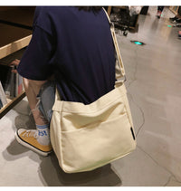 Solid Color Unisex Men's And Women's Canvas Shoulder Bag