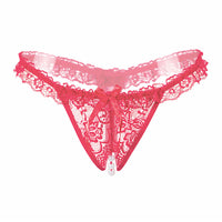 Thong Women's Pearl Massage Transparent Low Waist