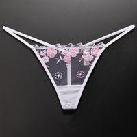 Seamless Panties Low Waist Embroidered Chinese Style White Plum Blossoms