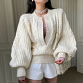 Twill Knitted Pullover Loose Colorized Sweater