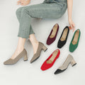 Women's Thick Head Stiletto Knitted Shoes Comfortable And Breathable For Commuting Versatile