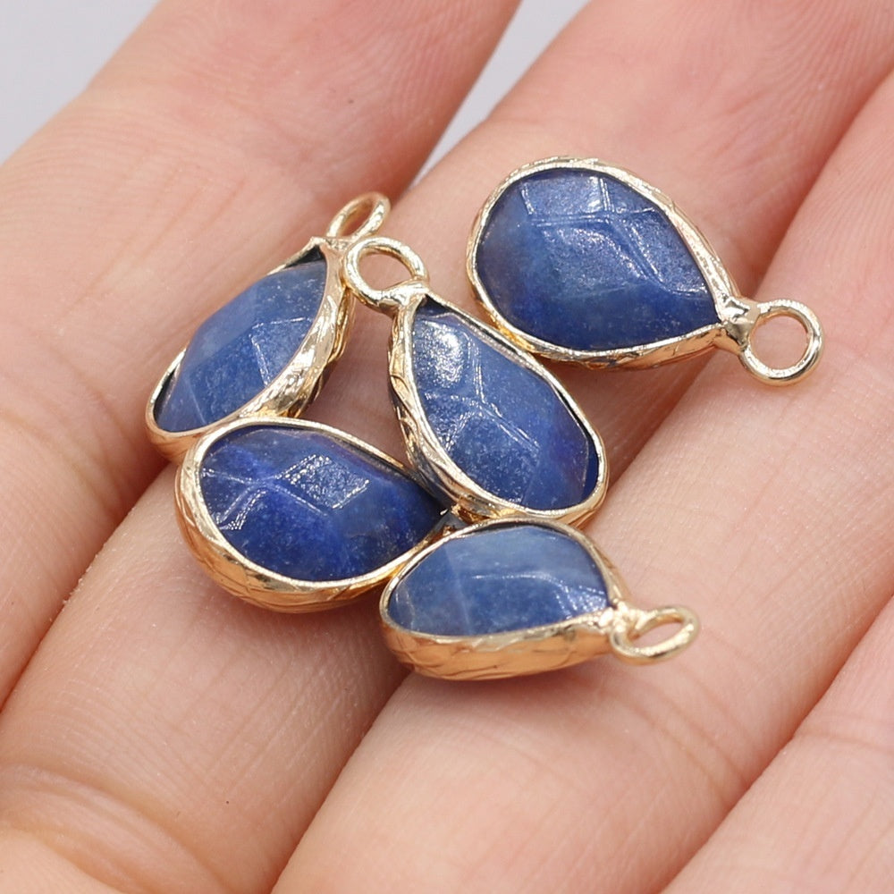 Natural Stone Drop-shaped Gold-plated Edge Pendant