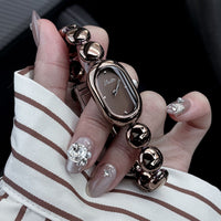 Good-looking Gold Elegant Oval Women's Watch Bracelet