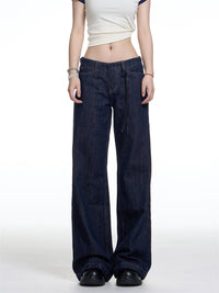 American Retro Washed Worn Jeans Women's Loose Straight