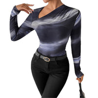 Spring And Autumn Women's Gradient Slimming Oblique Neck Base Shirt