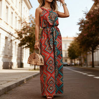Neck-hanging Sleeveless Waist-cinching Figure-flattering Dress For Women