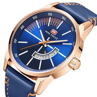 Mens Sports Watch With Calendar Luminous Display Waterproof And Genuine Leather Strap